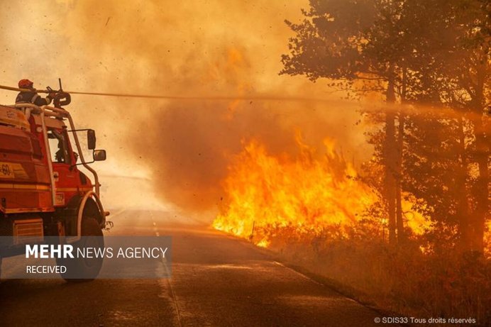 تصاویر| آتش سوزی در جنگل‌های منطقه ژیروند فرانسه