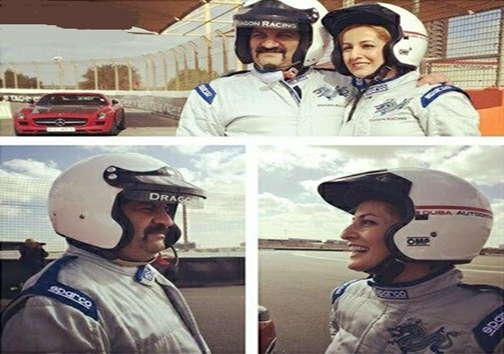 شقایق دهقان و همسرش با لباس ماشین‌سواری در پیست دوبي +عکس