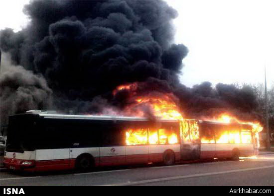 آتش‌سوزی سریالی اتوبوسها در پراگ + تصاویر