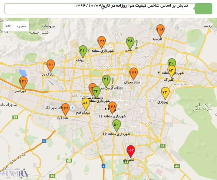 در اوج آلودگی، هوای ۵ منطقه‌تهران امروز پاک بود/ آلوده‌ترین و پاکترین نقاط تهران را روی این‌نقشه ببینید