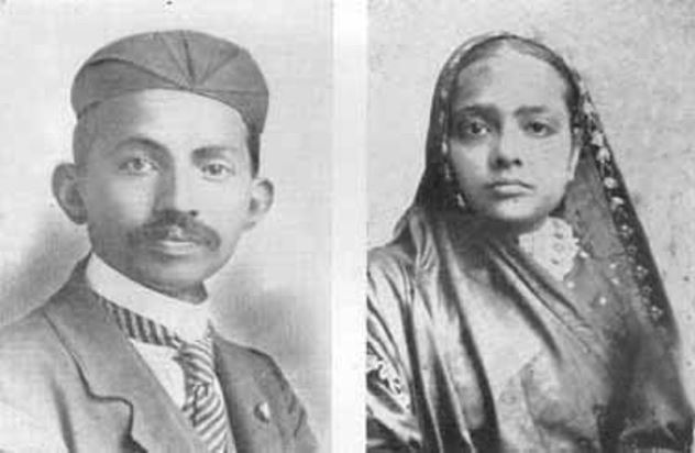 مهاتما گاندی و همسرش در جوانی+تصویر