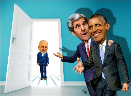 دو کاریکاتور متفاوت از دیدار اتفاقی ظریف و اوباما!
