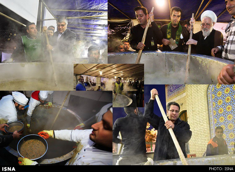 طبخ و توزیع آش 80 تنی در شیراز+تصویر