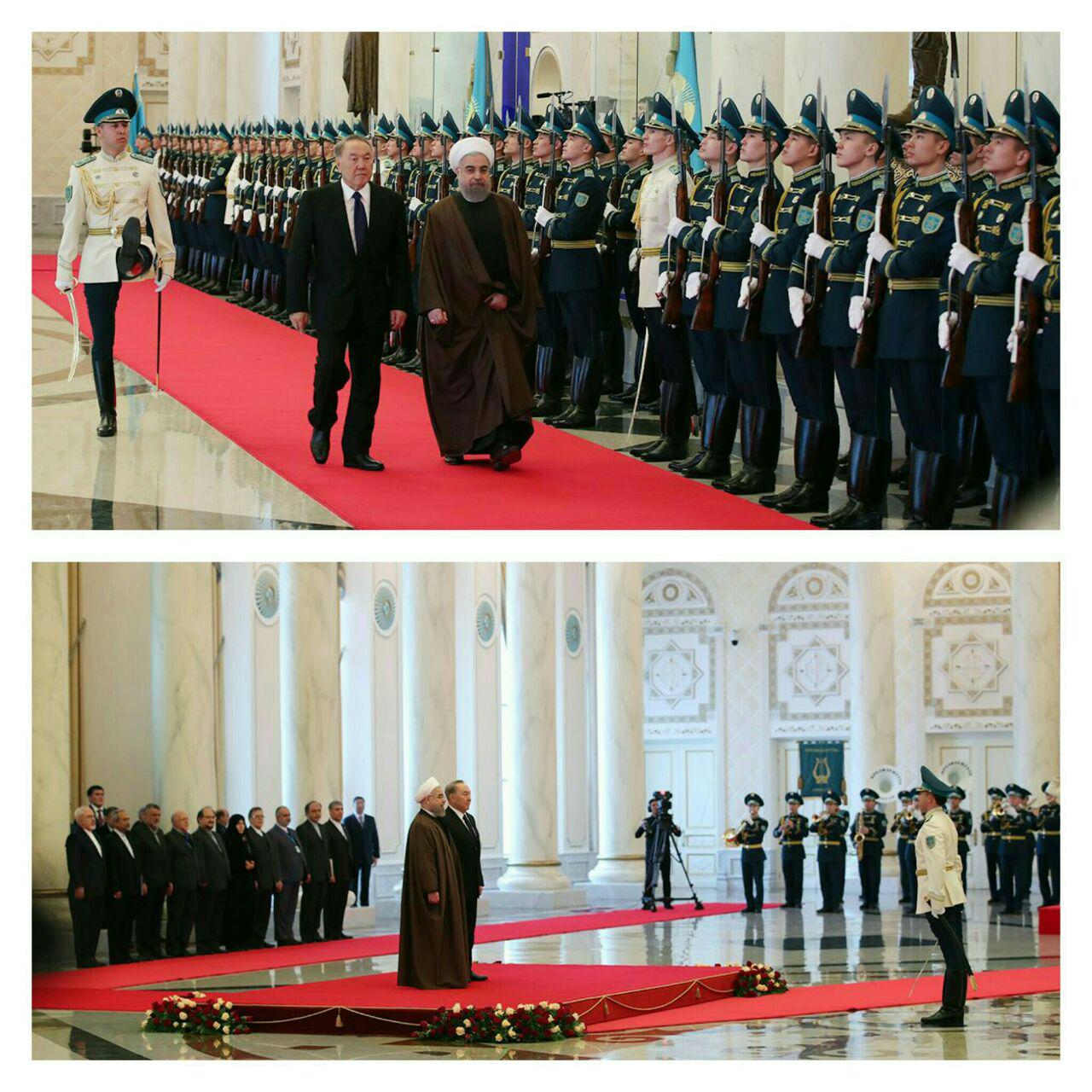 تصویر/ استقبال رسمی‌ رییس‌جمهوری قزاقستان از روحانی