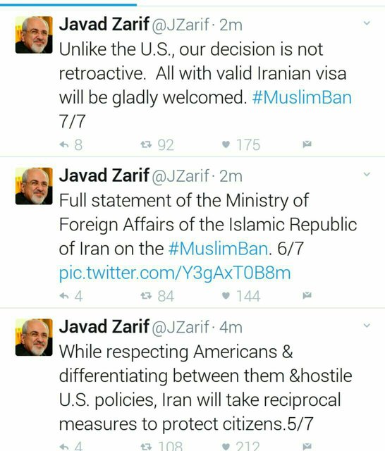 توئیت‌های ظریف در واکنش به فرمان نژادپرستانه ترامپ