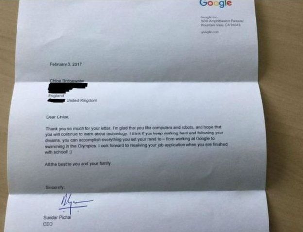 دختر ۷ ساله از گوگل کار خواست؛ رئیس گوگل جوابش را داد+تصاویر