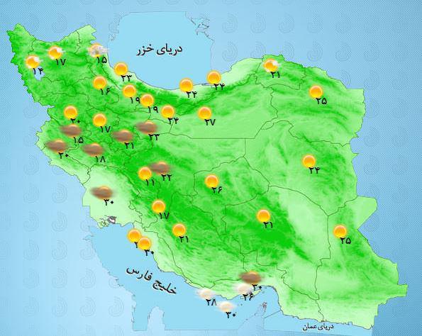 نقشه: دمای هوای مراکز استان‌های کشور