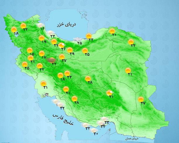 عکس/ نقشه آب و هوا شنبه ۱۰ مرداد