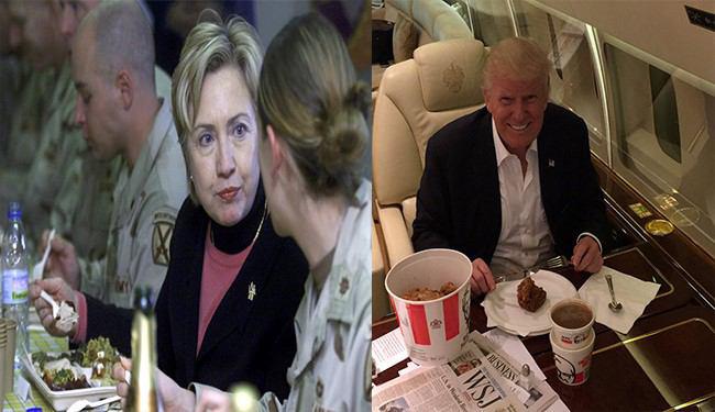 بااین وضع غذا خوردن، ترامپ پیروز می‌شود یا کلینتون؟+عکس