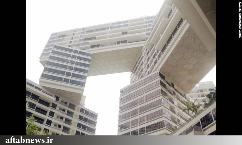 عکس/ نمايي از معماري جالب ساختماني در سنگاپور