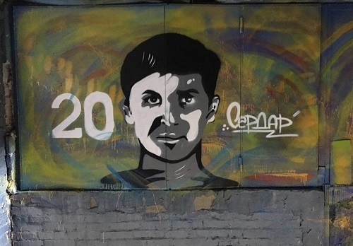تصویری از چهره سردار آزمون روی دیوار ورزشگاه روستوف+عکس