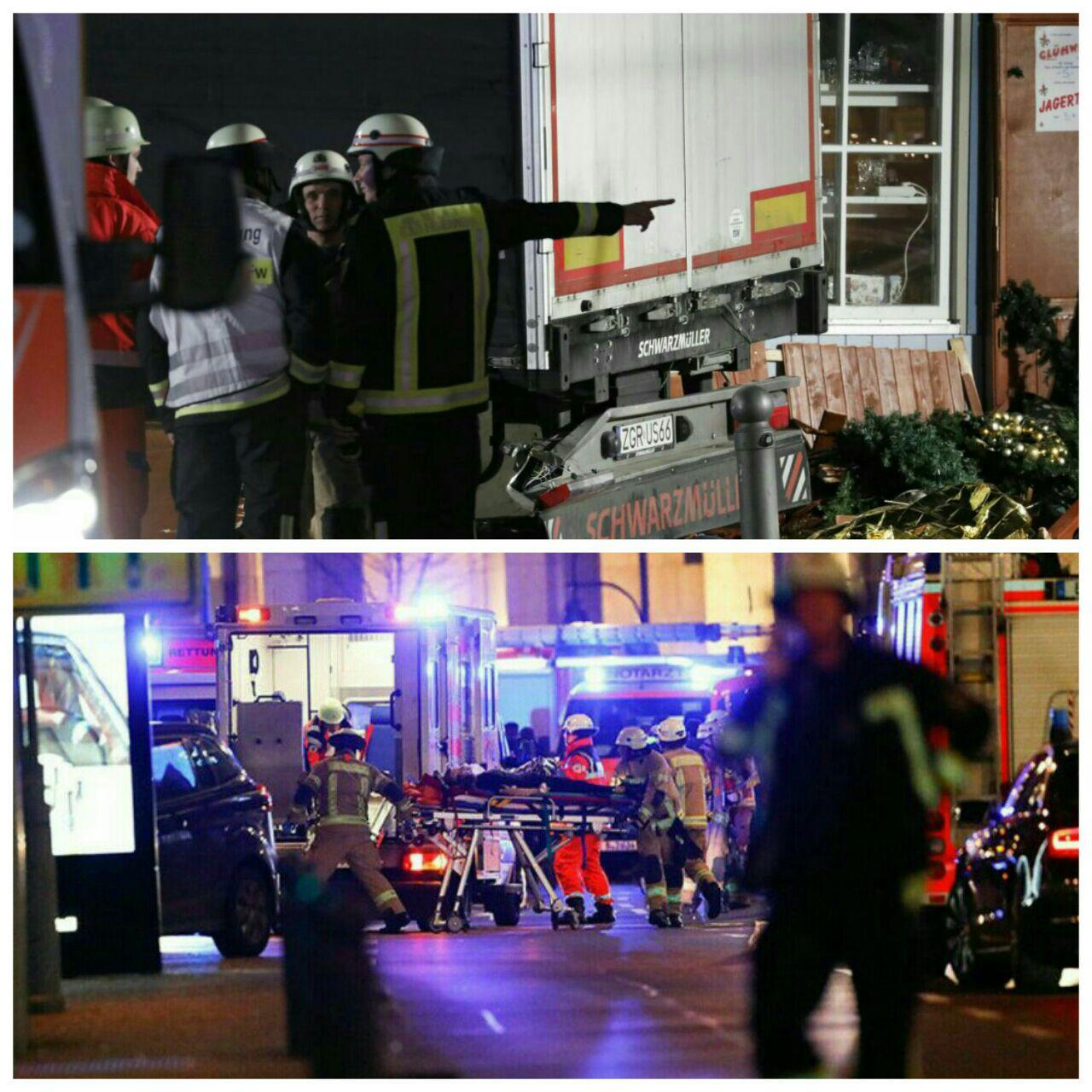 یک کامیون مردم را در بازار کریسمس برلین زیر گرفت/آمار اولیه، 9 کشته، 50 زخمی+فیلم و تصاویر