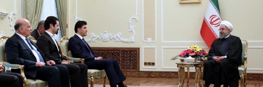 روحانی در دیدار بارزانی: ایران از عراق متحد حمایت می‌کند/ بارزانی: اقلیم به هیچ‌کس اجازه استفاده از خاک این منطقه برای تهدید علیه ایران را نخواهد داد