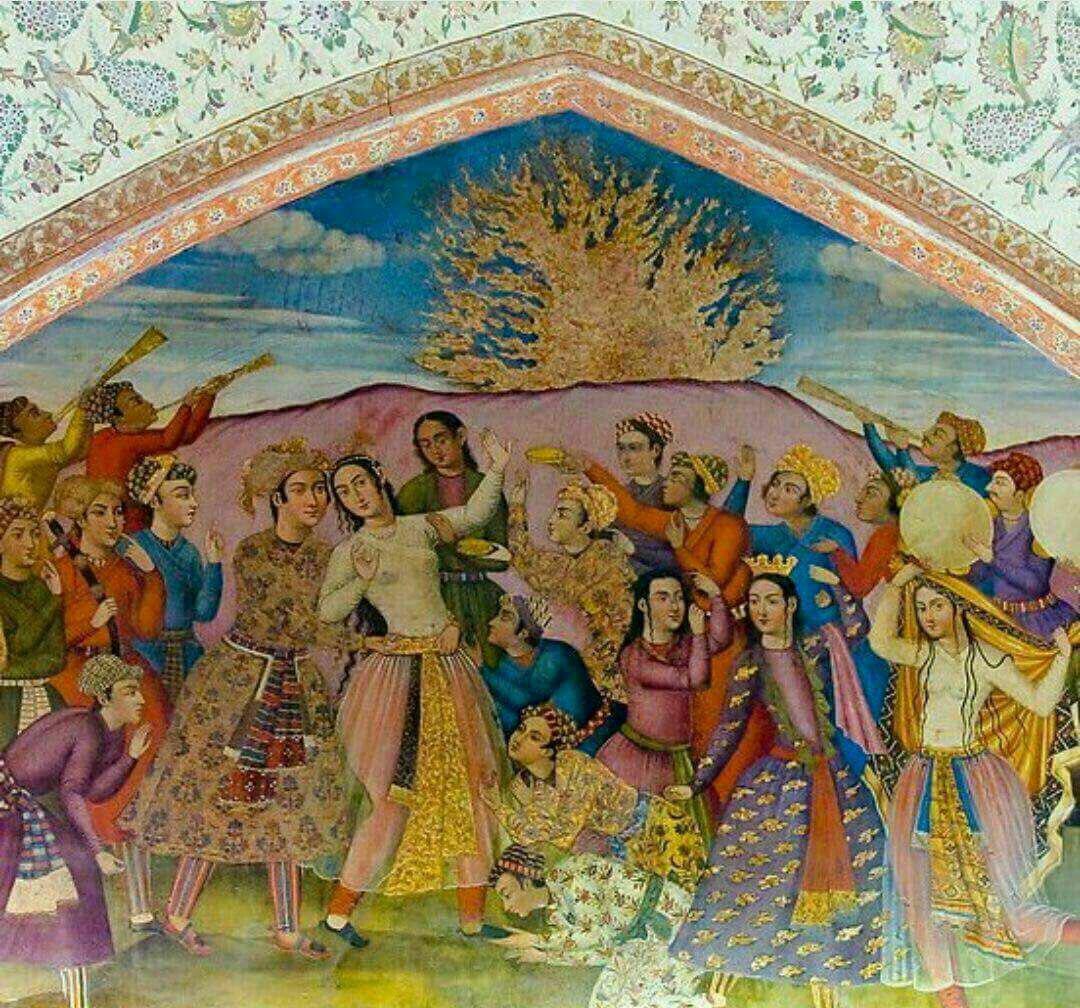 نقاشی چهارشنبه سوری در کاخ چهل ستون اصفهان