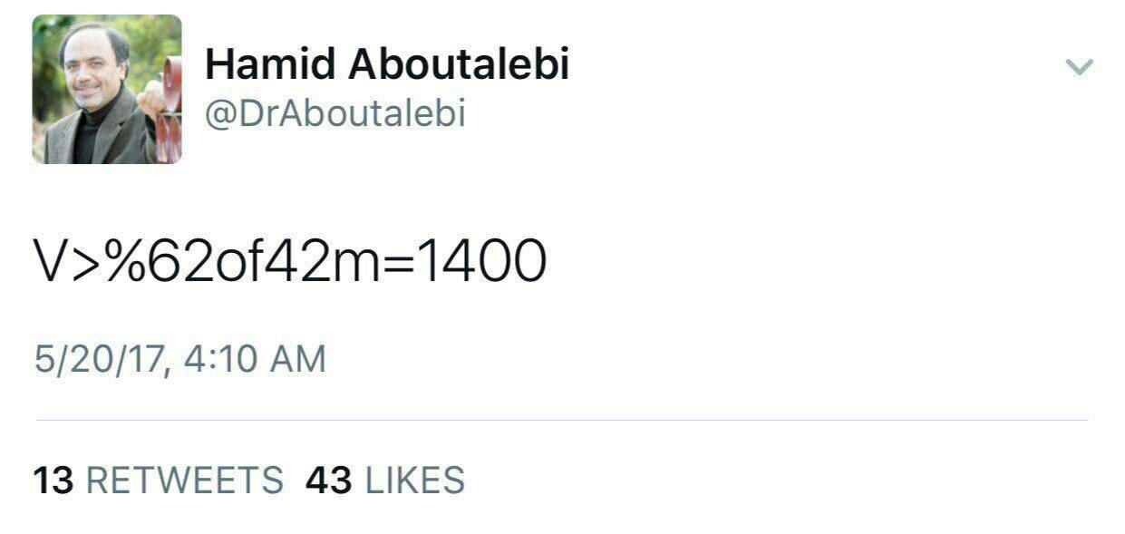 توییت ابوطالبی درباره نتایج انتخابات ریاست‌جمهوری