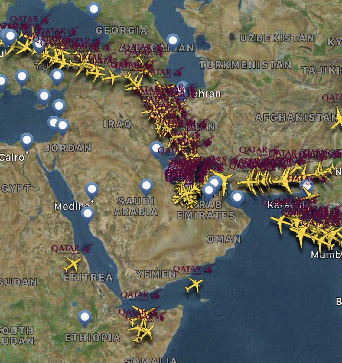 تنش بین اعراب/پروازهای قطری به آسمان ایران منتقل شد