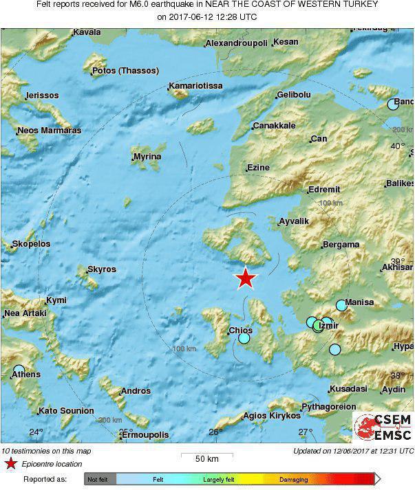 زلزله شدید در سواحل غرب ترکیه