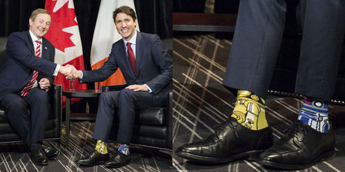 جوراب‌های رنگی و متفاوت نخست‌وزیر کانادا در دیدار با رهبران ناتو /عکس