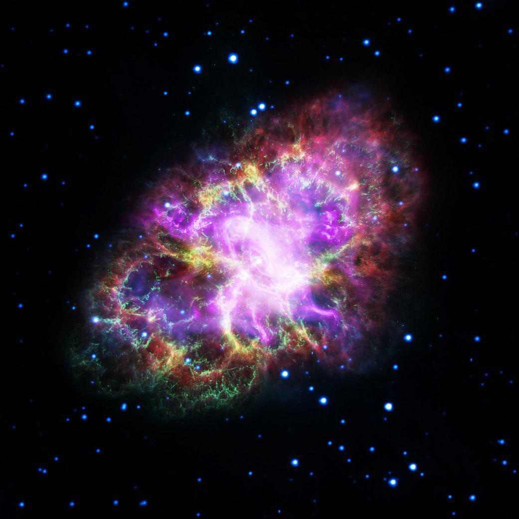 عکس خارق‌العاده از سحابی خرچنگ که با ترکیب تصاویر ۵ تلسکوپ ثبت شد