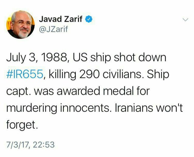 ظریف: ایرانیان جنایت آمریکا را فراموش نخواهند کرد