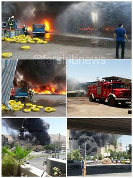 انبار کالا در شیراز آتش گرفت (+عکس)