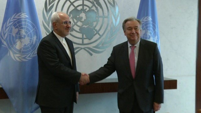 دیدار ظریف با دبیرکل سازمان ملل در نیویورک+عکس