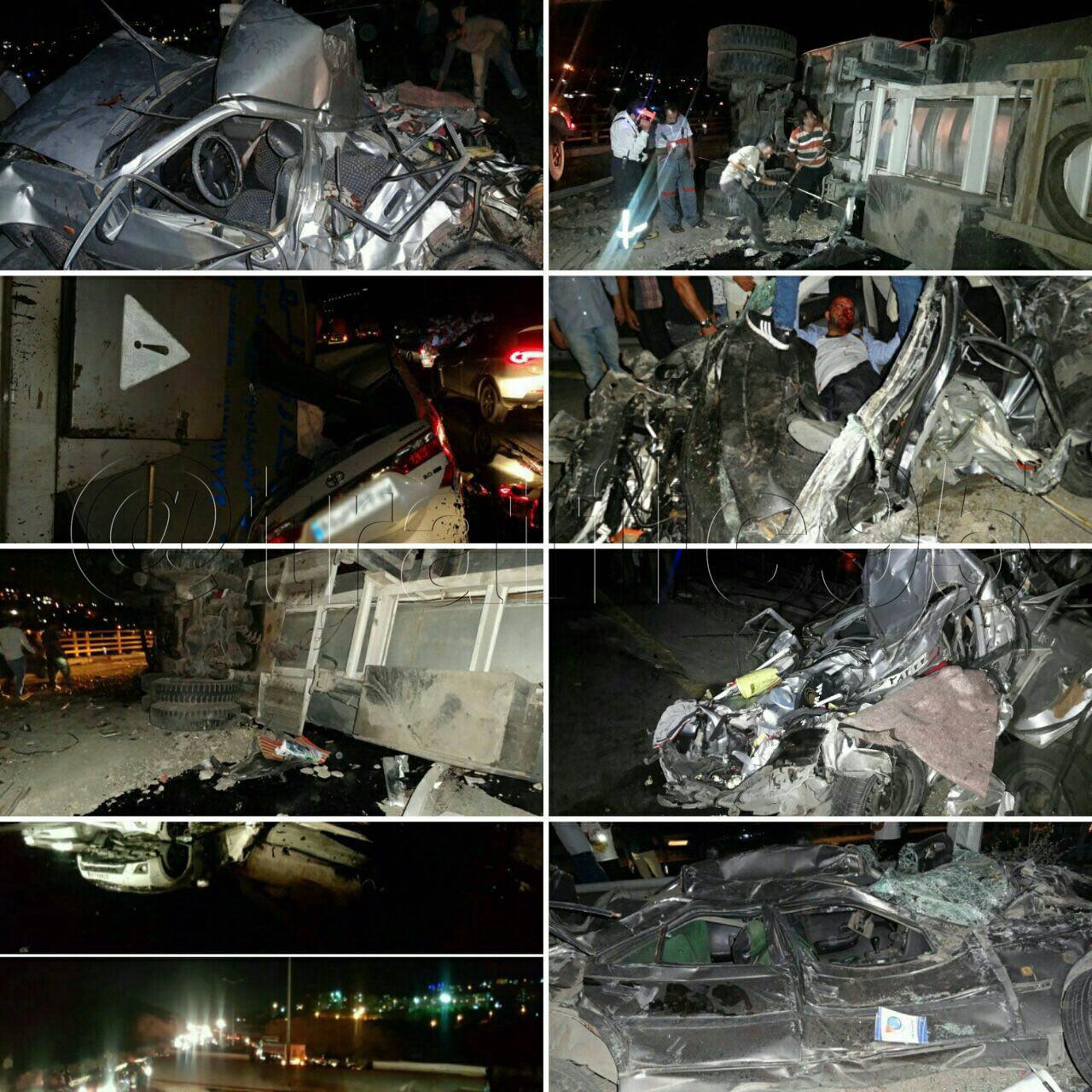 واژگونی تریلر حاوی قیر در محور تهران به دماوند/ترافیک سنگین +تصاویر