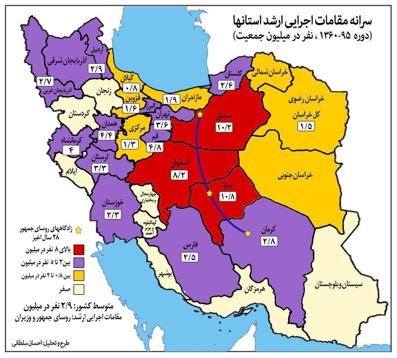 نحوه توزیع قدرت در دولتهای ایران/ بیشتر دولتمردان از کدام استان بوده‌اند؟/اطلاعاتی جالب درباره دولت‌های بعد از انقثل+نقشه