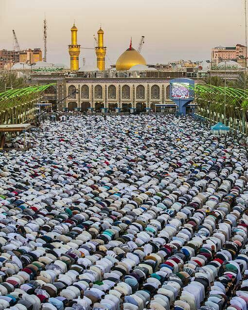 برگزاری نماز باشکوه عید فطر در بین الحرمین؛ کربلای معلی / عکس