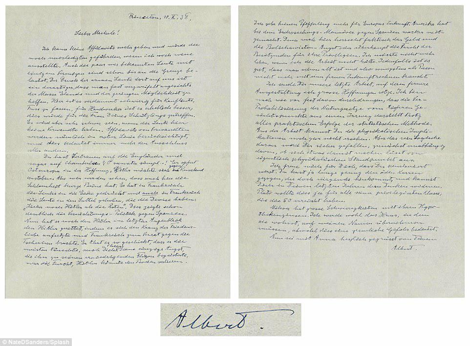 حراج ۲۵ هزار دلاری نامه انیشتین درباره هیتلر+عکس