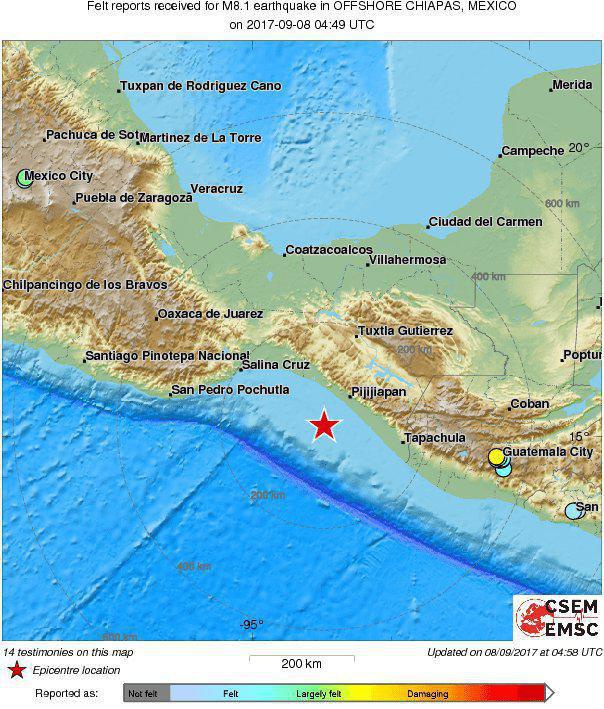 زلزله‌ ۸.۱ ریشتری سواحل مکزیک را لرزاند