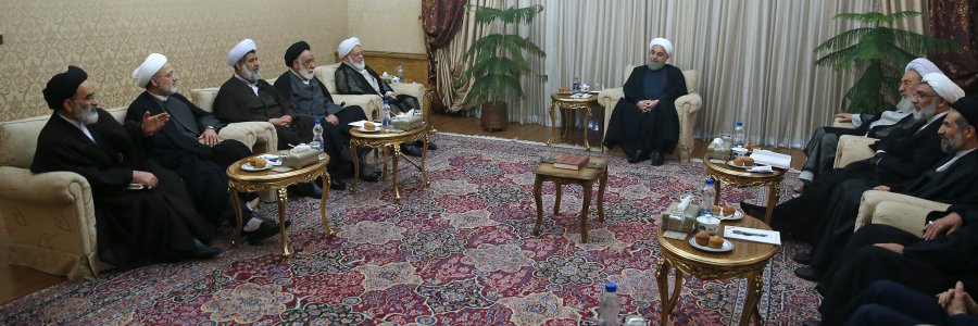 دیدار نمایندگان جامعه روحانیت مبارز با رئیس‌جهور/روحانی: منزوی کردن آمریکا از دستاوردهای جمهوری اسلامی است+تصاویر