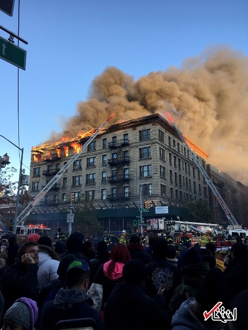 آتش گرفتن ساختمانی ۶ طبقه در نیویورک/عکس