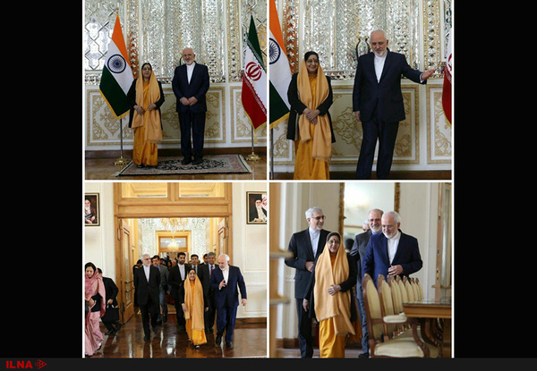عکس/لباس وزیر امور خارجه هند در دیدار با ظریف