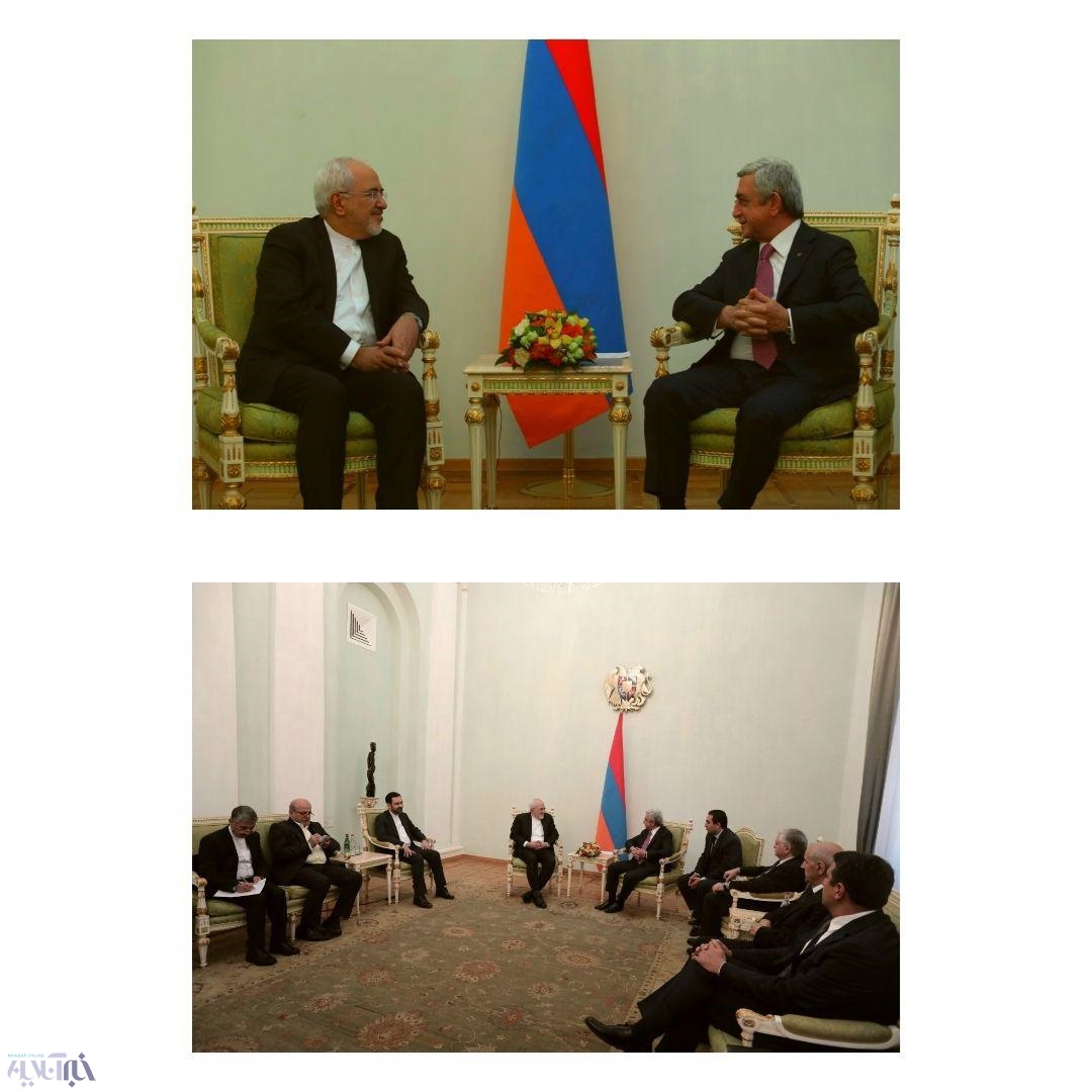 دیدار ظریف با رئیس‌جمهور ارمنستان/ عکس