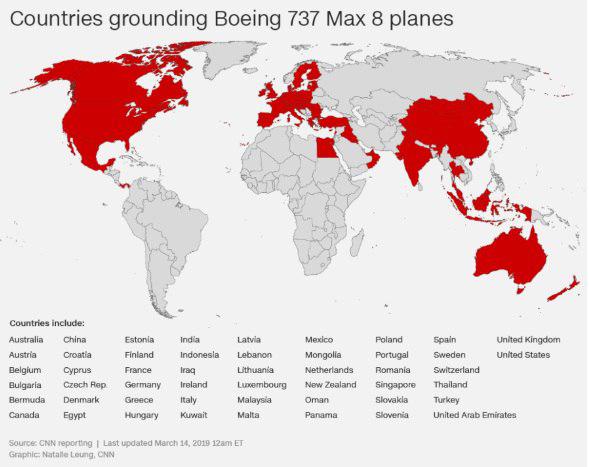 کدام کشورها بوئینگ 737 را زمین‌گیر کردند؟