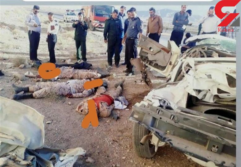 عکس دردناک اجساد 3 سرباز در تصادف جاده کرمان + جزییات
