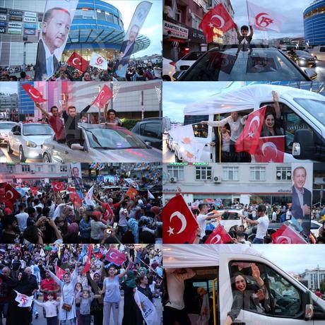 شادی مردم ترکیه در پی اعلام پیروزی اردوغان +عکس