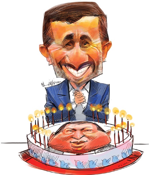احمدی‌نژاد و کیک تولد چاوز!