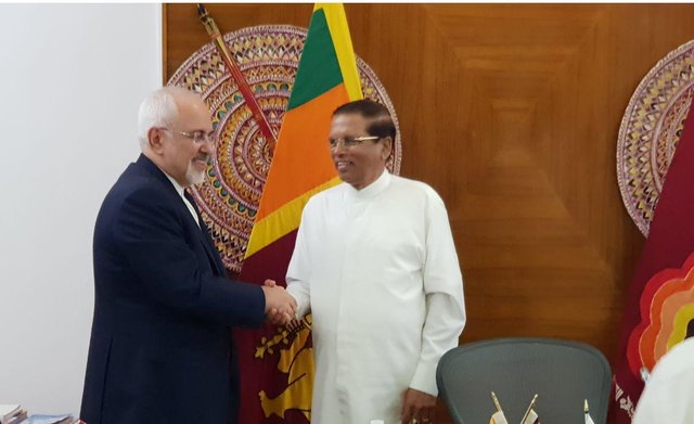 دیدار ظریف با رییس‌جمهور سریلانکا
