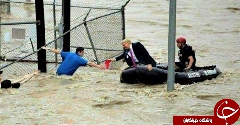 انتشار عکسی جنجال‌آمیز از امدادرسانی ترامپ به قربانیان توفان فلورنس! / عکس