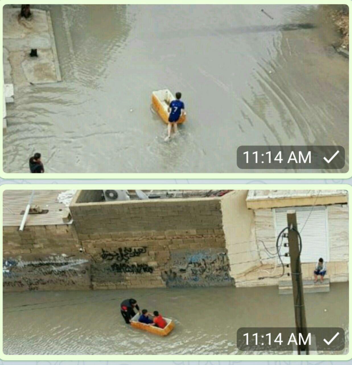 باران سیل‎آسا در بوشهر+فیلم و عکس