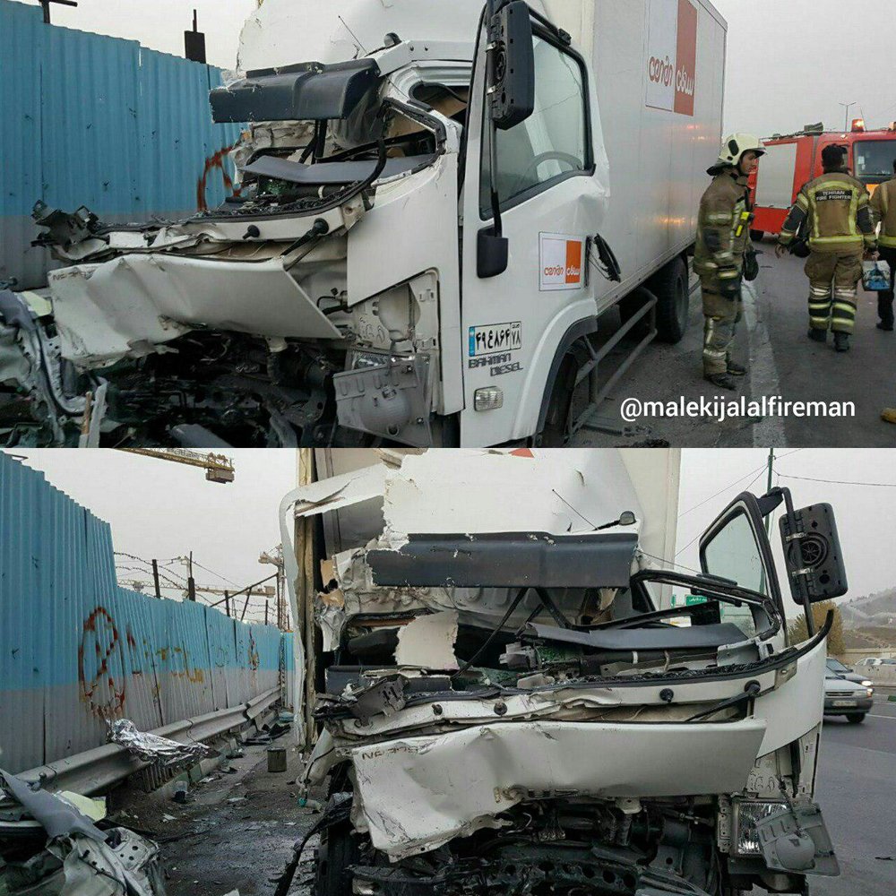 عکس | تصادف مرگبار دو کامیون در بزرگراه شهید همت