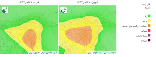 هوای تهران به لطف باران پاک شد + نقشه کیفیت هوا
