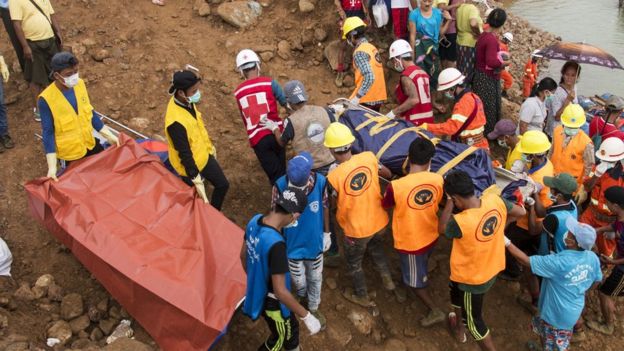 رانش زمین در میانمار بیش از ۵۰ معدنچی را دفن کرد
