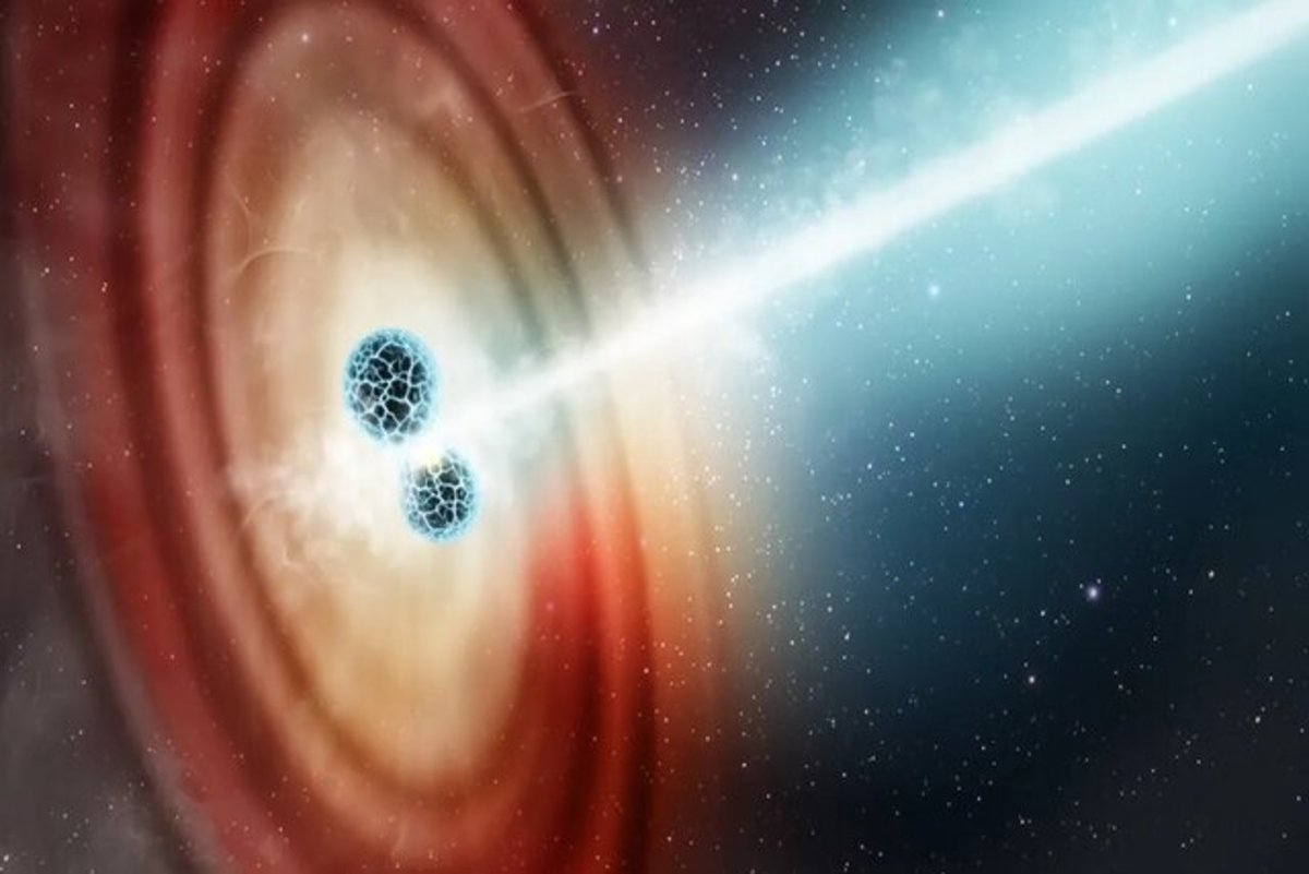 محاسبه سرعت خیره‌کننده فواره‌ای حاصل از برخورد ستارگان نوترونی