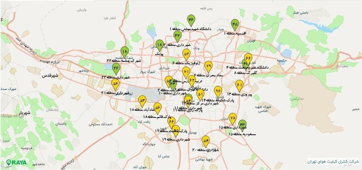 تنفس هوای پاک در ۱۰ منطقه تهران