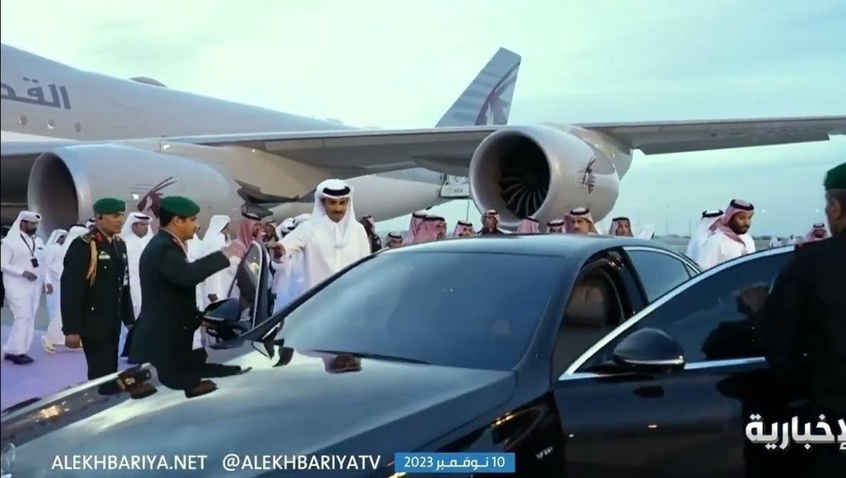 فیلم| استقبال گرم محمد بن سلمان از امیر قطر