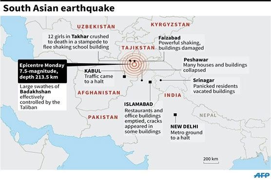 زلزله ۶.۳ ریشتری کابل را لرزاند/ تصویر موقعیت زلزله