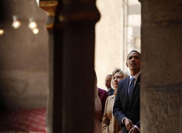 اولین حضور اوباما در یک مسجد+تصاویر
